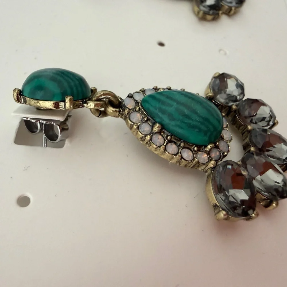 Lia Sophia Teal and Silver Teardrop Earrings